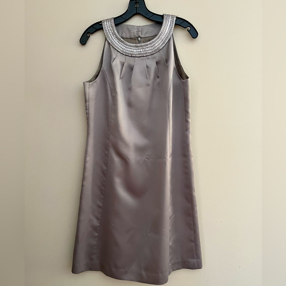 LOFT Silver Dress with Sequin Detail Size 8